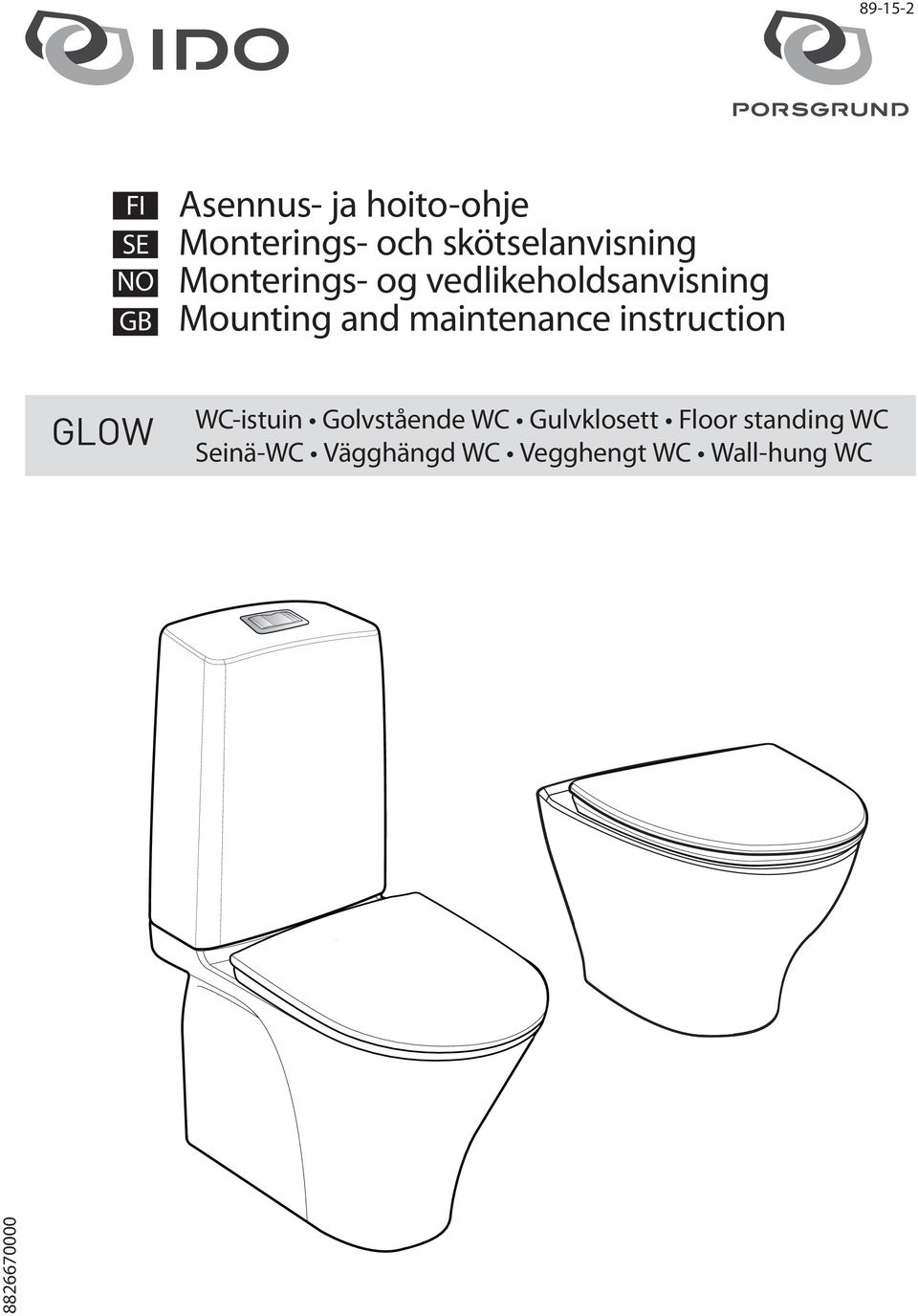 and maintenance instruction GLOW WC-istuin Golvstående WC