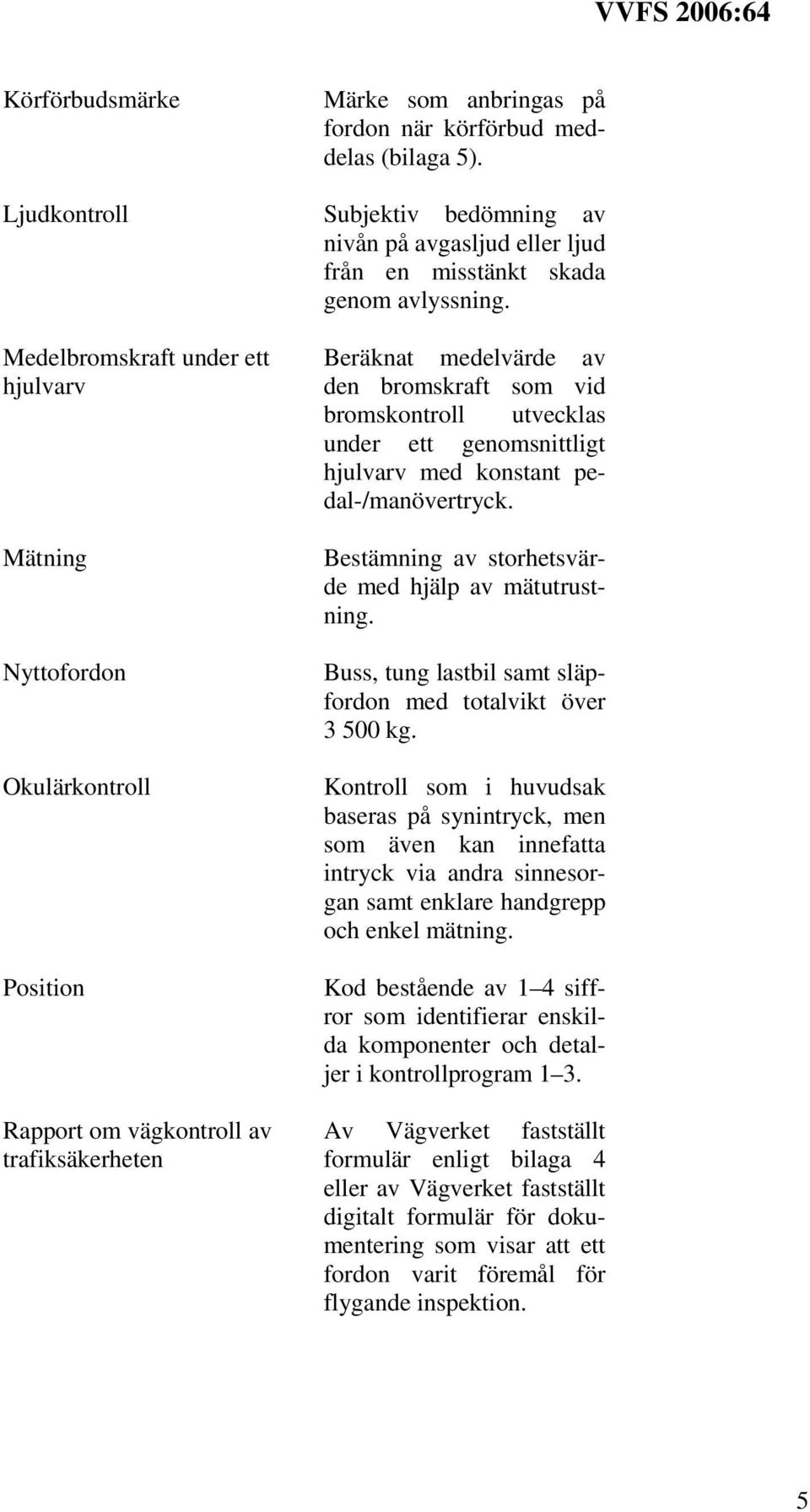 ett genomsnittligt hjulvarv med konstant pedal-/manövertryck. Bestämning av storhetsvärde med hjälp av mätutrustning. Buss, tung lastbil samt släpfordon med totalvikt över 3 500 kg.