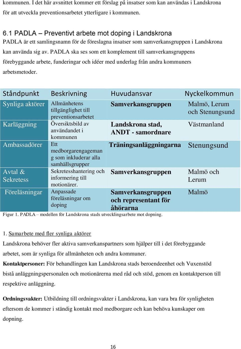 PADLA ska ses som ett komplement till samverkansgruppens förebyggande arbete, funderingar och idéer med underlag från andra kommuners arbetsmetoder.