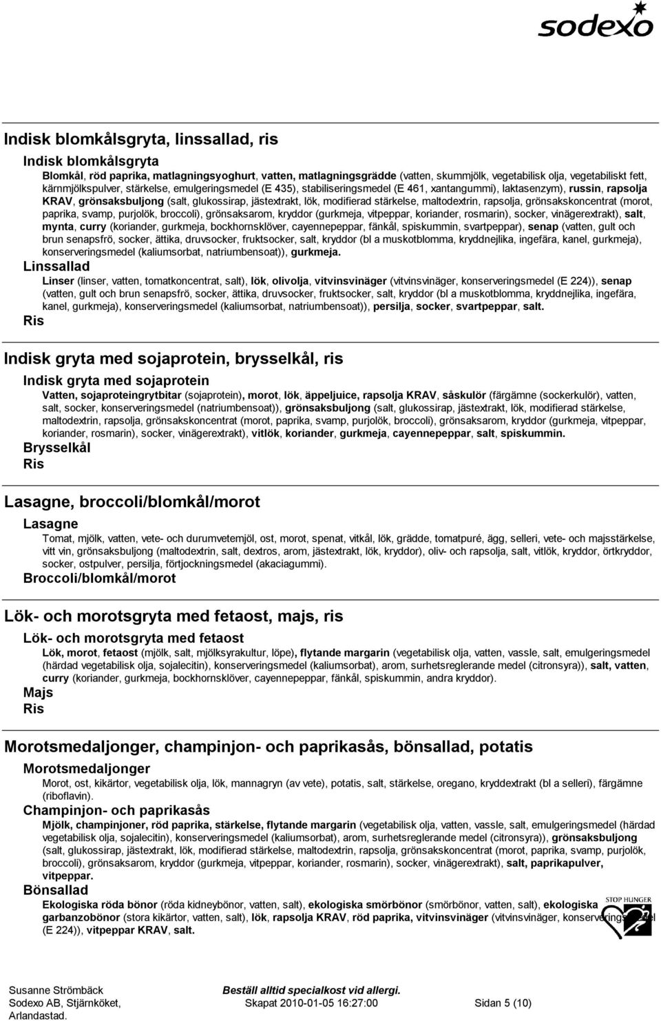 stärkelse, maltodextrin, rapsolja, grönsakskoncentrat (morot, paprika, svamp, purjolök, broccoli), grönsaksarom, kryddor (gurkmeja, vitpeppar, koriander, rosmarin), socker, vinägerextrakt), salt,