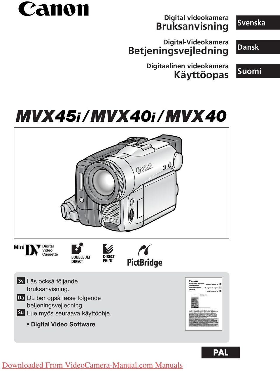 Cassette Sv Läs också följande bruksanvisning.