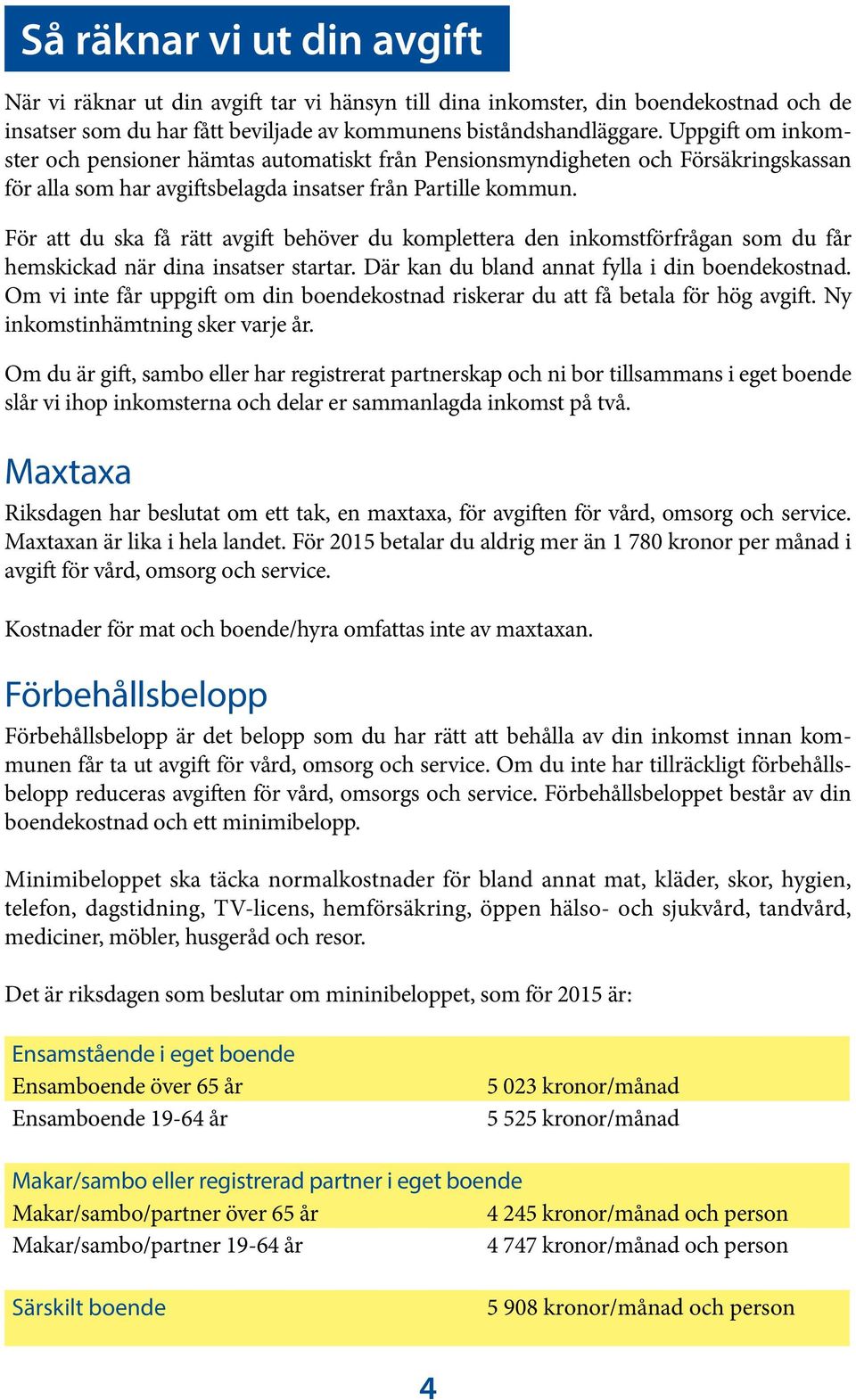 För att du ska få rätt avgift behöver du komplettera den inkomstförfrågan som du får hemskickad när dina insatser startar. Där kan du bland annat fylla i din boendekostnad.