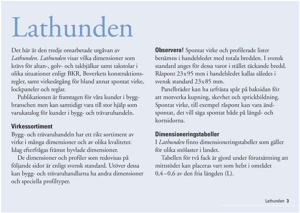 reglr. Puliktionen är frmtgen för vår kunder i yggrnschen men kn smtidigt vr till stor hjälp som vruktlog för kunder i ygg- och trävru hndeln.