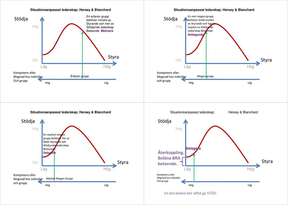 grupp Mogen grupp Situationsanpassat ledarskap; Hersey & Blanchard Situationsanpassat ledarskap; Hersey & Blanchard En mycket mogen grupp behöver lite av