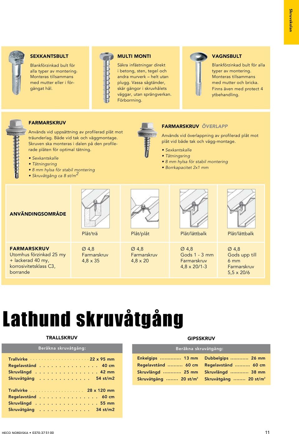 VAGNSBULT Blankförzinkad bult för alla typer av montering. Monteras tillsammans med mutter och bricka. Finns även med protect 4 ytbehandling.