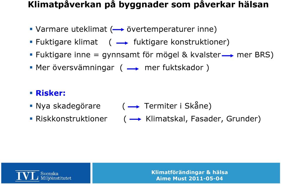 inne = gynnsamt för mögel & kvalster mer BRS) Mer översvämningar ( mer