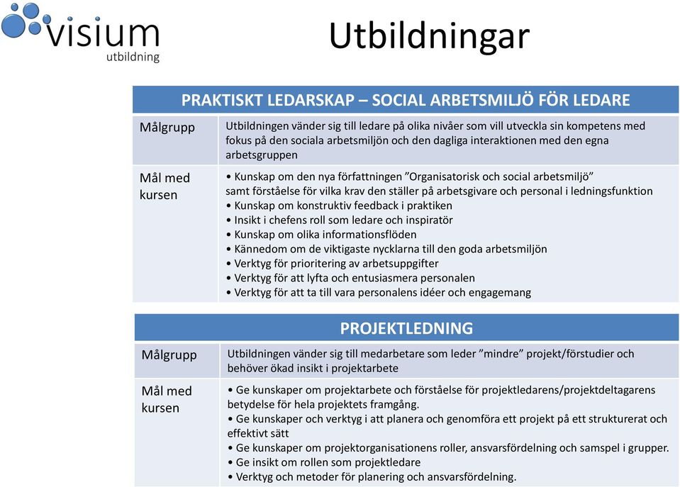 ledningsfunktion Kunskap om konstruktiv feedback i praktiken Insikt i chefens roll som ledare och inspiratör Kunskap om olika informationsflöden Kännedom om de viktigaste nycklarna till den goda