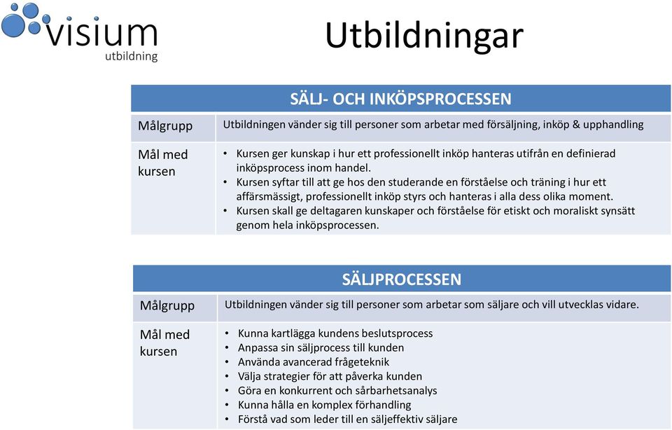 Kursen skall ge deltagaren kunskaper och förståelse för etiskt och moraliskt synsätt genom hela inköpsprocessen.