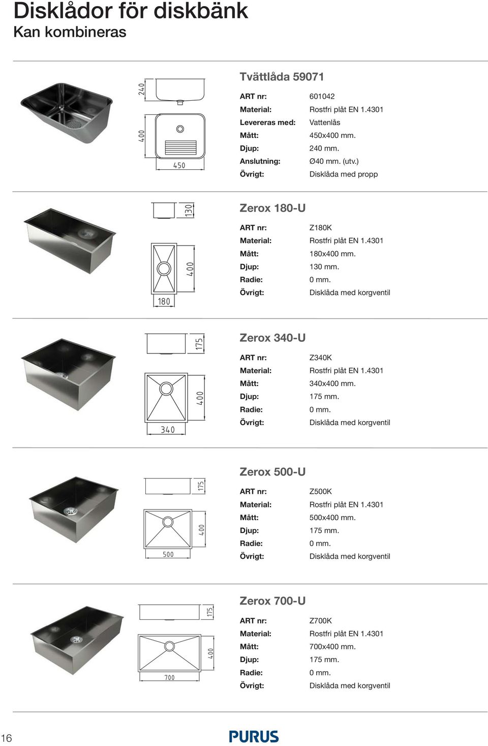 Disklåda med korgventil Zerox 340-U : Z340K 340x400 mm. 175 mm. 0 mm.