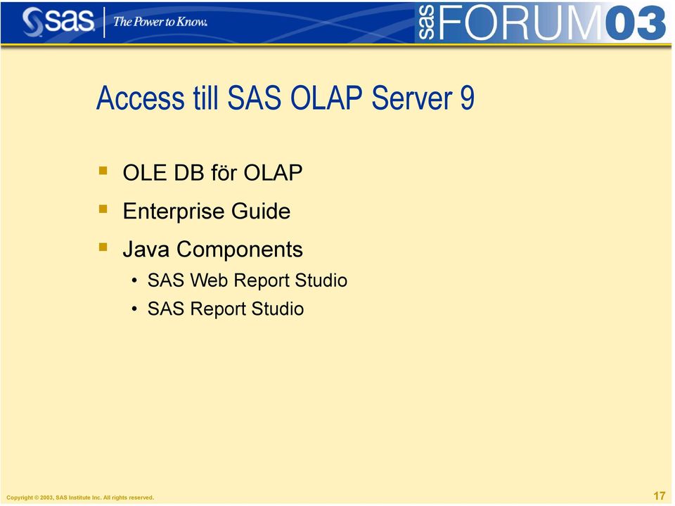 Web Report Studio SAS Report Studio