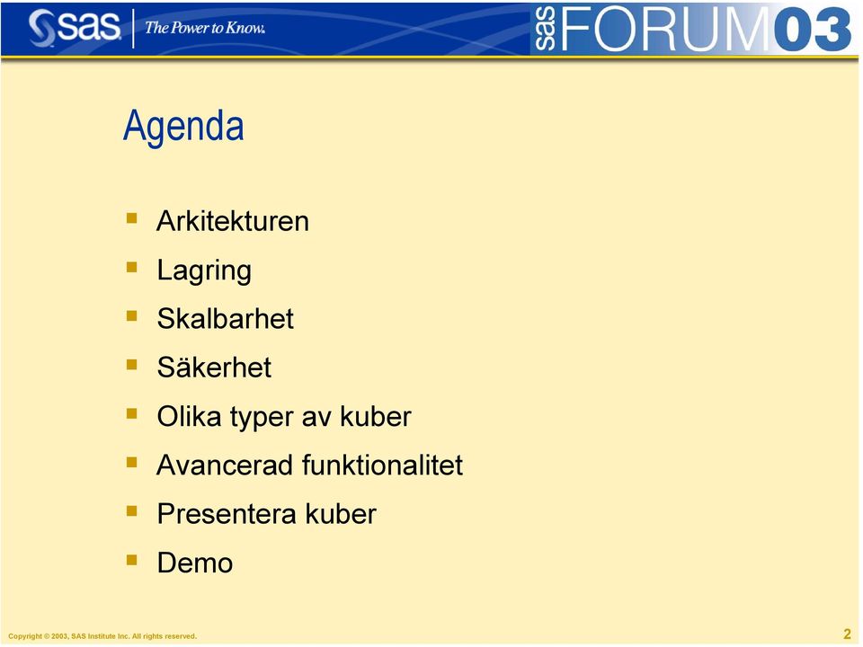 funktionalitet Presentera kuber Demo