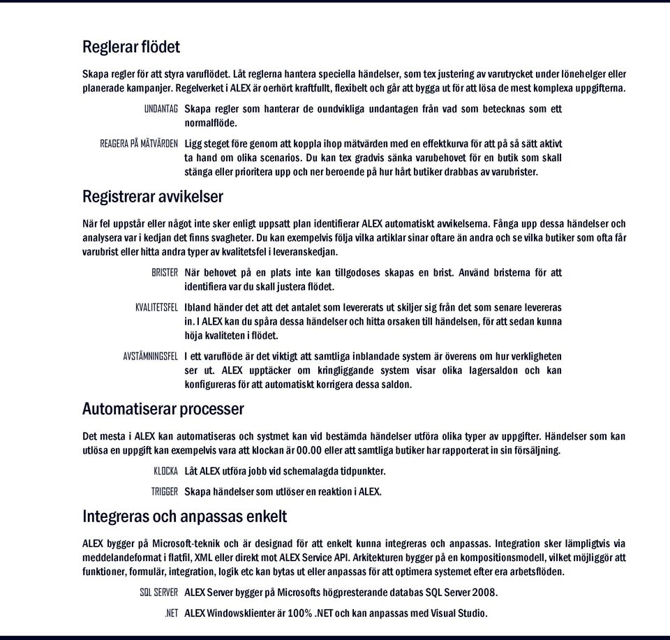 UNDANTAG Skapa regler som hanterar de oundvikliga undantagen från vad som betecknas som ett normalflöde.