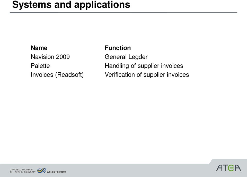 Function General Legder Handling of