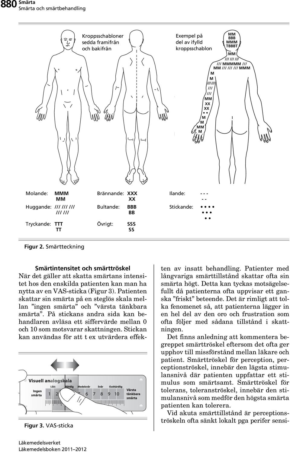 VAS-sticka Smärtintensitet och smärttröskel När det gäller att skatta smärtans intensitet hos den enskilda patienten kan man ha nytta av en VAS-sticka (Figur 3).