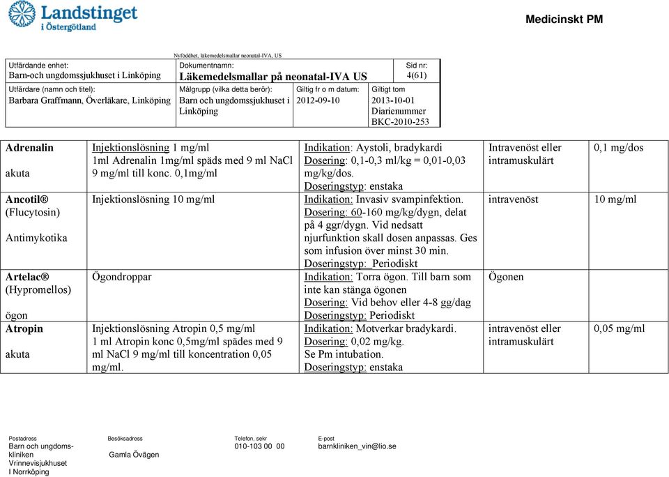 0,1mg/ml Injektionslösning 10 mg/ml Ögondroppar Injektionslösning Atropin 0,5 mg/ml 1 ml Atropin konc 0,5mg/ml spädes med 9 ml NaCl 9 mg/ml till koncentration 0,05 mg/ml.