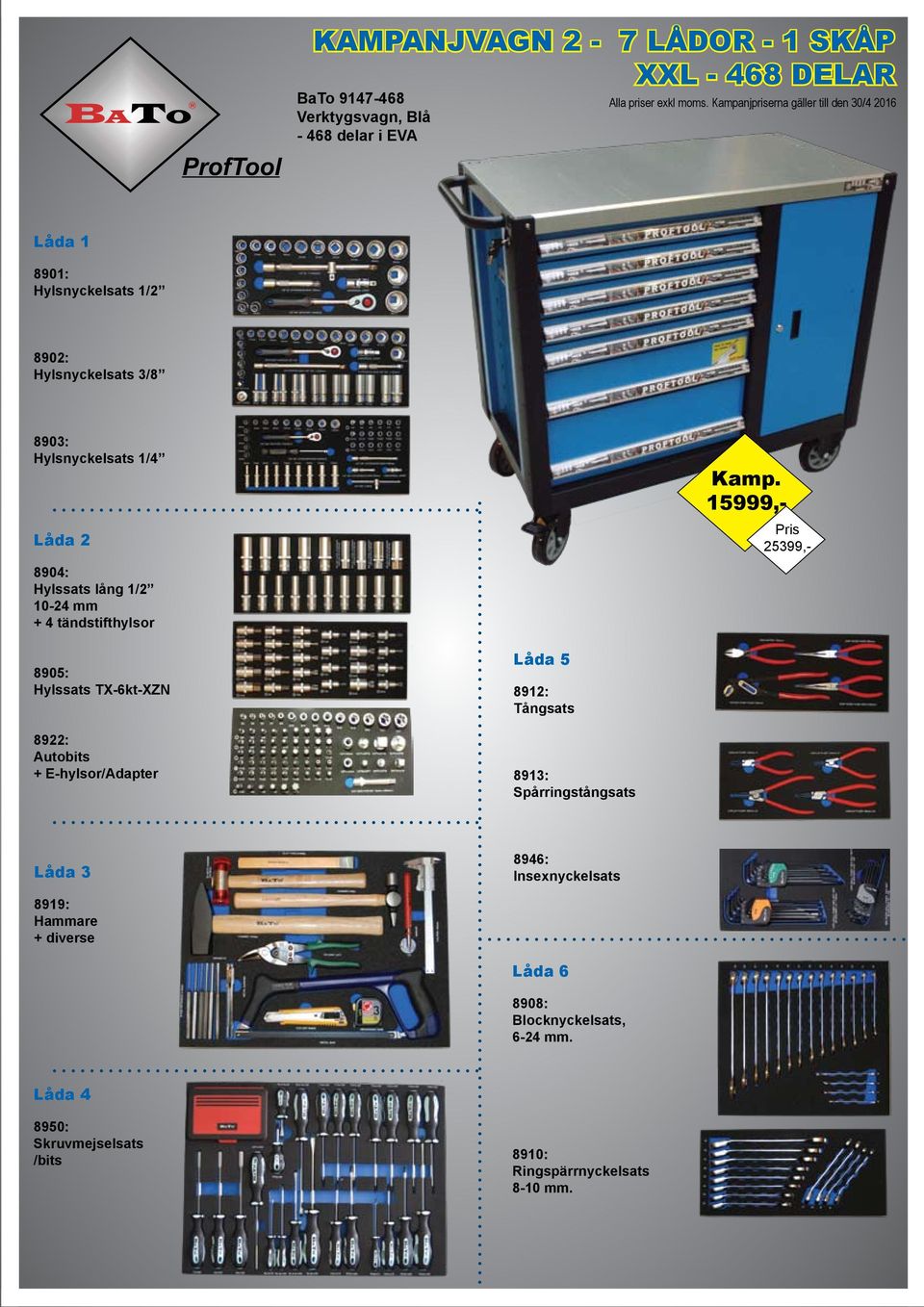 Hylssats TX-6kt-XZN 8922: Autobits + E-hylsor/Adapter Låda 5 8913: Låda 3 8946: Insexnyckelsats 8919: Hammare +