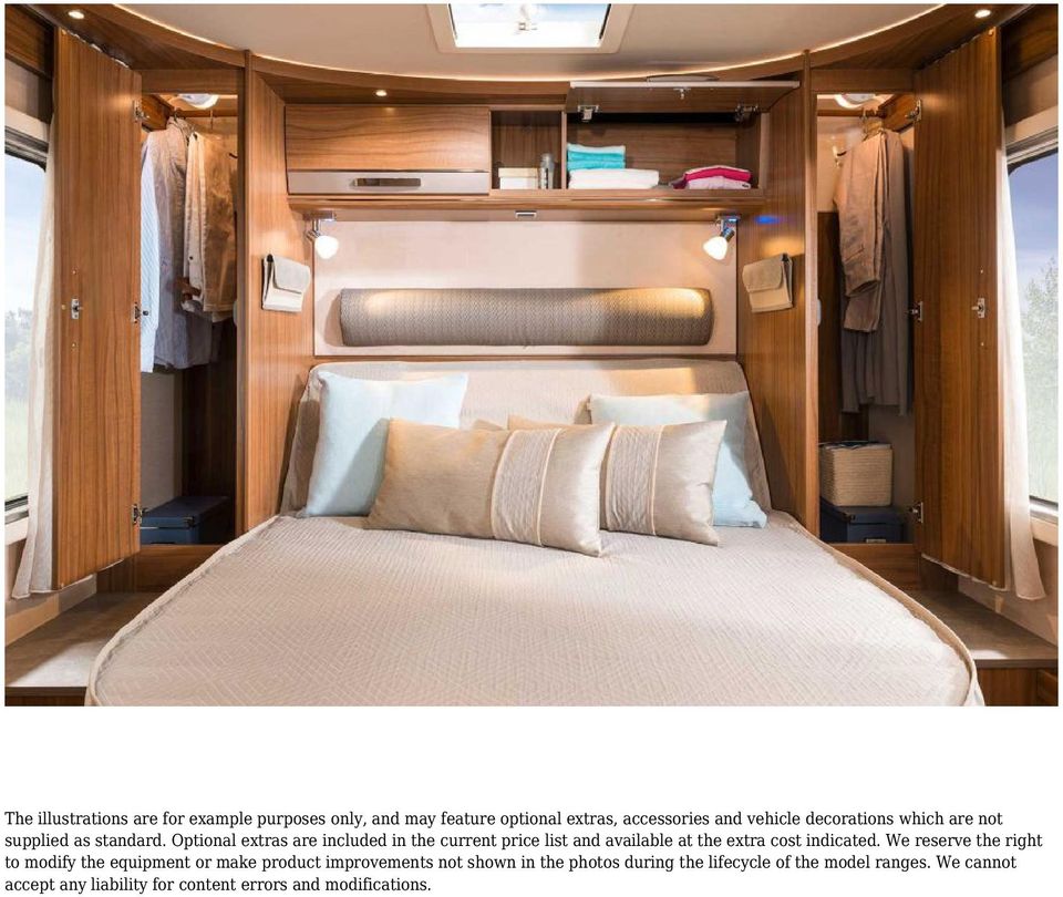 Optional extras are included in the current price list and available at the extra cost indicated.