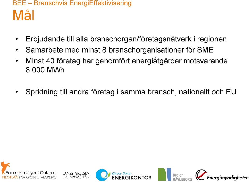 branschorganisationer för SME Minst 40 företag har genomfört