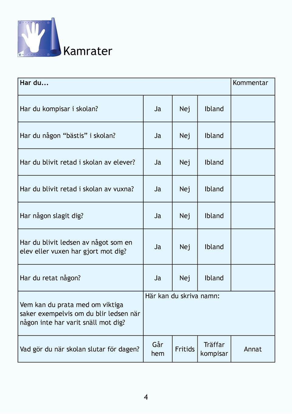 Har du blivit ledsen av något som en elev eller vuxen har gjort mot dig? Har du retat någon?