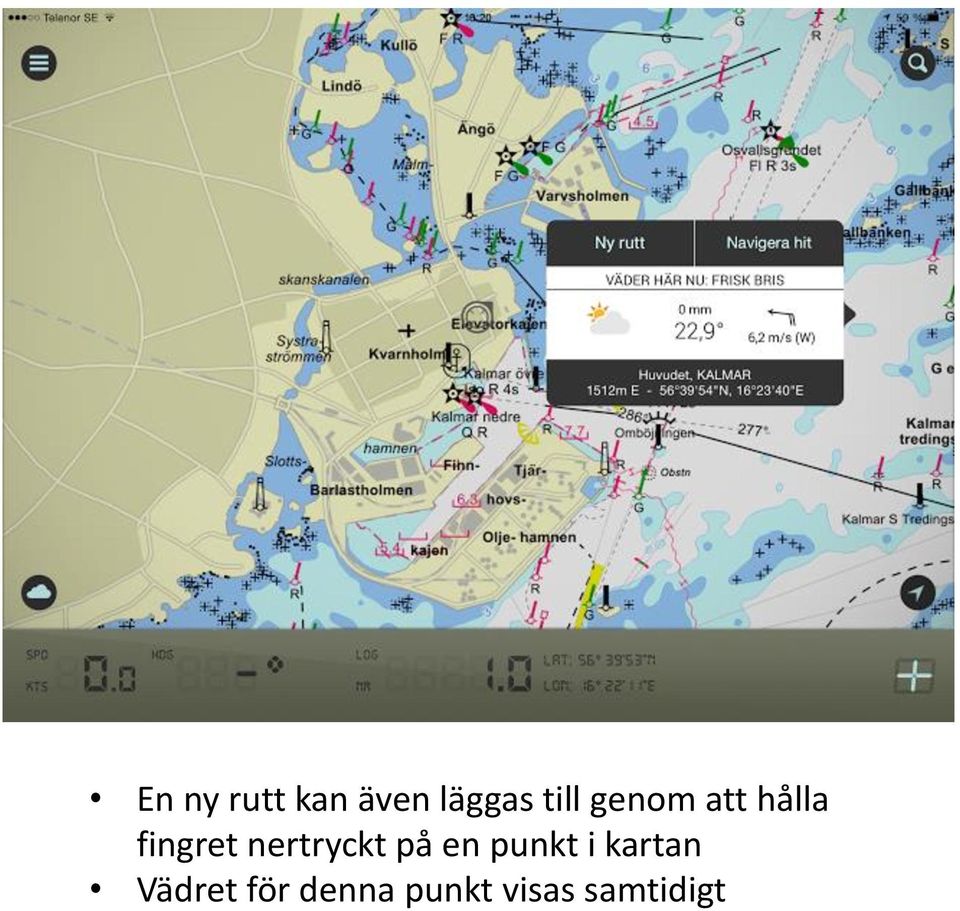 nertryckt på en punkt i kartan