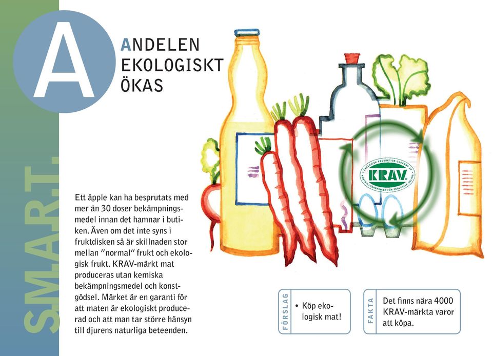 KRAV-märkt mat produceras utan kemiska bekämpningsmedel och konstgödsel.