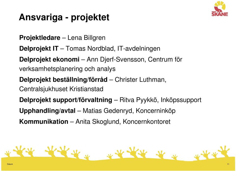 beställning/förråd Christer Luthman, Centralsjukhuset Kristianstad Delprojekt support/förvaltning