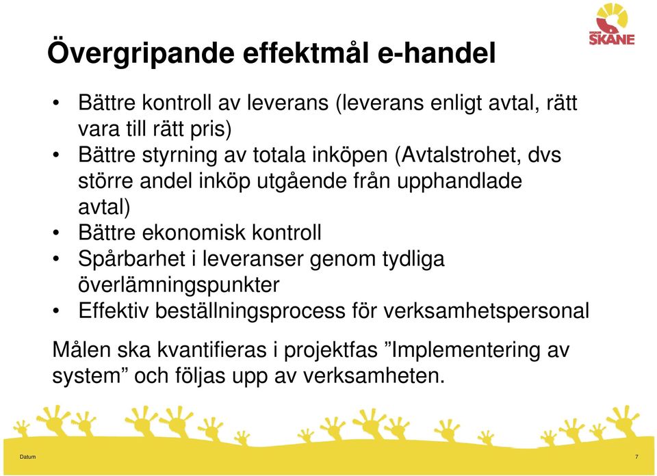ekonomisk kontroll Spårbarhet i leveranser genom tydliga överlämningspunkter Effektiv beställningsprocess för