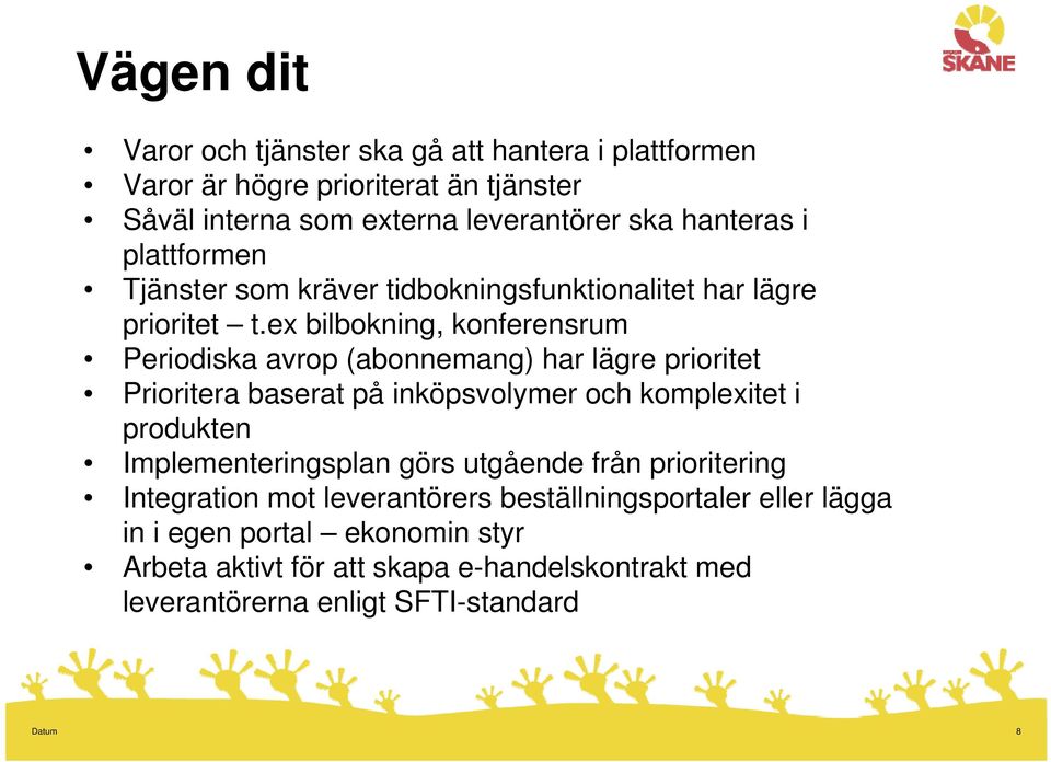 ex bilbokning, konferensrum Periodiska avrop (abonnemang) har lägre prioritet Prioritera baserat på inköpsvolymer och komplexitet i produkten