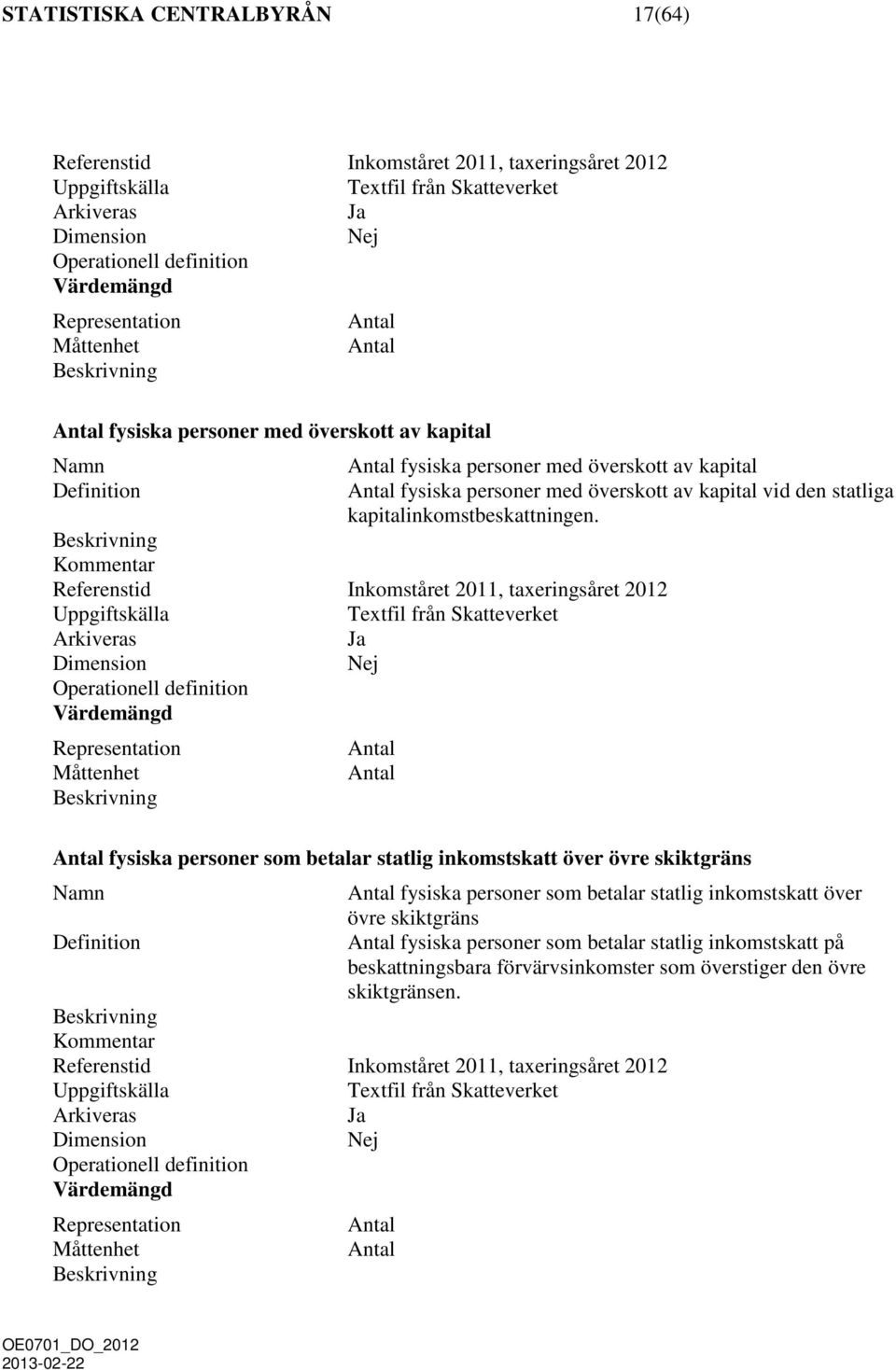 Antal Antal Antal fysiska personer som betalar statlig inkomstskatt över övre skiktgräns Antal fysiska personer som betalar statlig