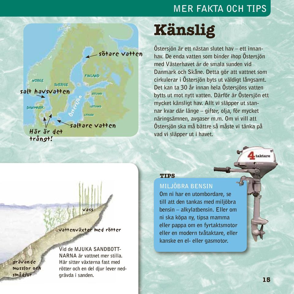 De enda vatten som binder ihop Östersjön med Västerhavet är de smala sunden vid Danmark och Skåne. Detta gör att vattnet som cirkulerar i Östersjön byts ut väldigt långsamt.