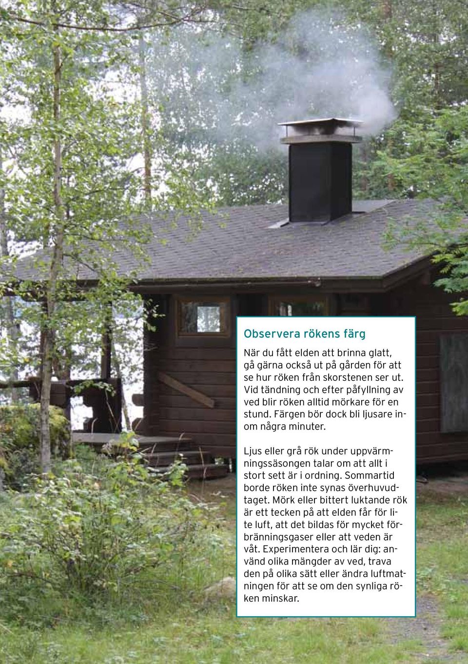 Ljus eller grå rök under uppvärmningssäsongen talar om att allt i stort sett är i ordning. Sommartid borde röken inte synas överhuvudtaget.