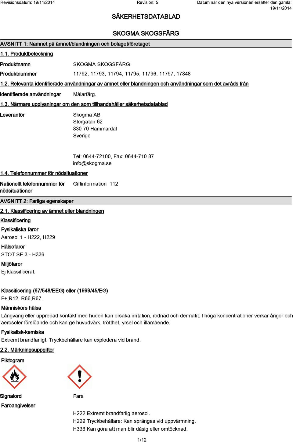 4. Telefonnummer för nödsituationer Tel: 0644-7210