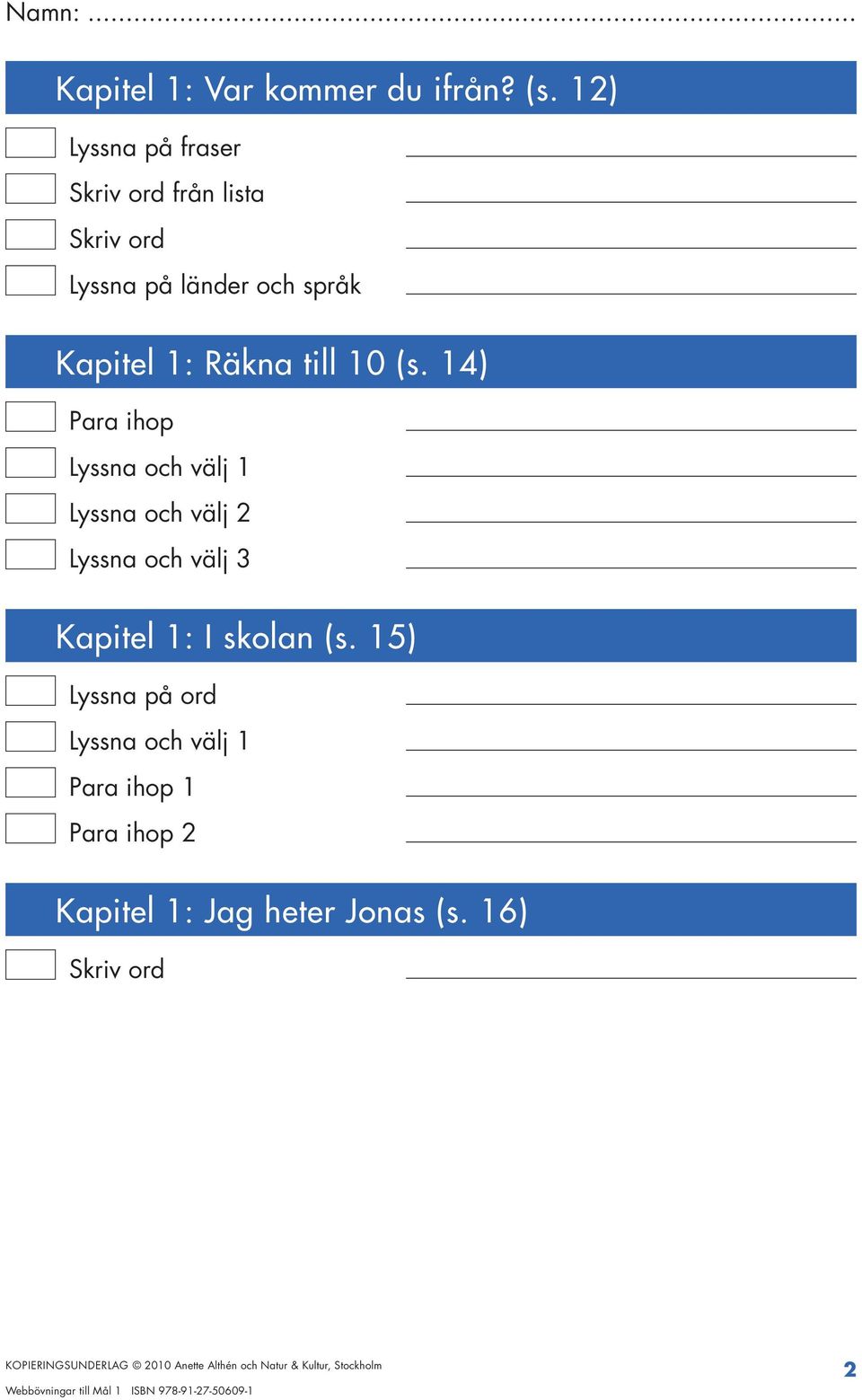 språk Kapitel 1: Räkna till 10 (s.