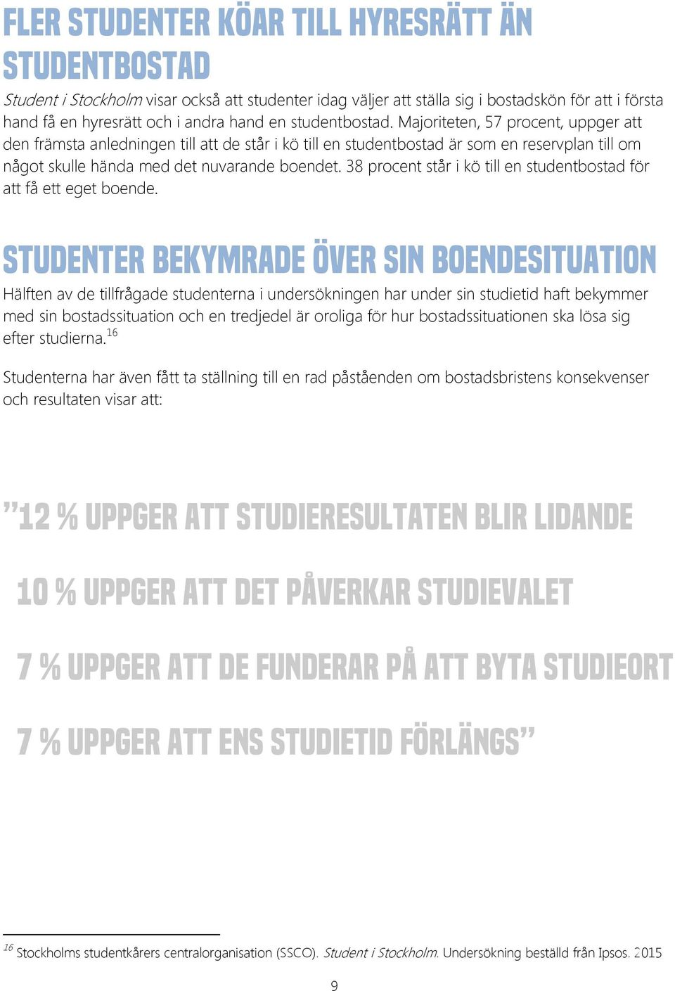 38 procent står i kö till en studentbostad för att få ett eget boende.