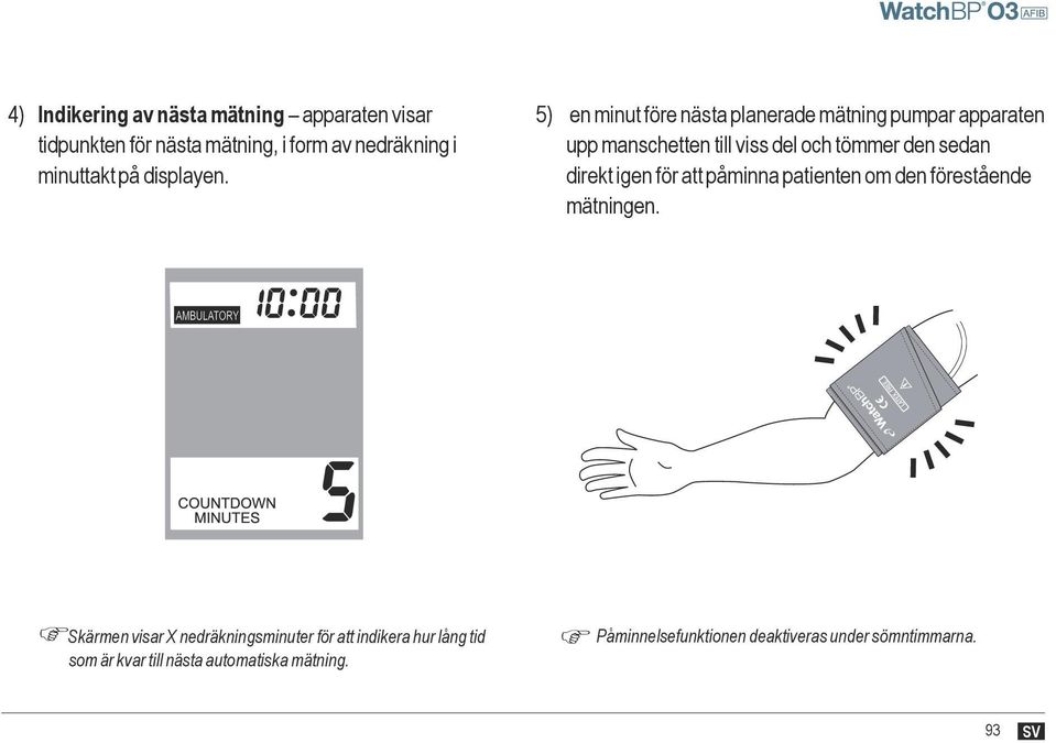 den sedan direkt igen för att påminna patienten om den förestående mätningen.