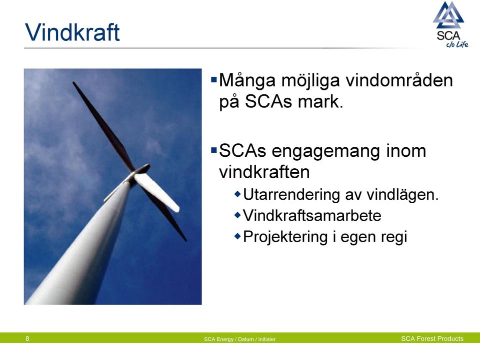 SCAs engagemang inom vindkraften