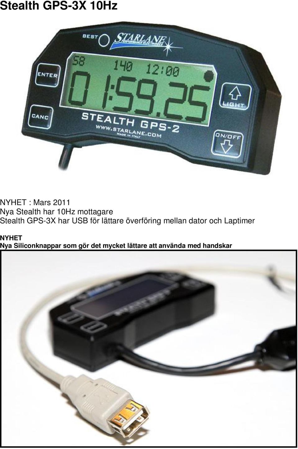 överföring mellan dator och Laptimer NYHET Nya