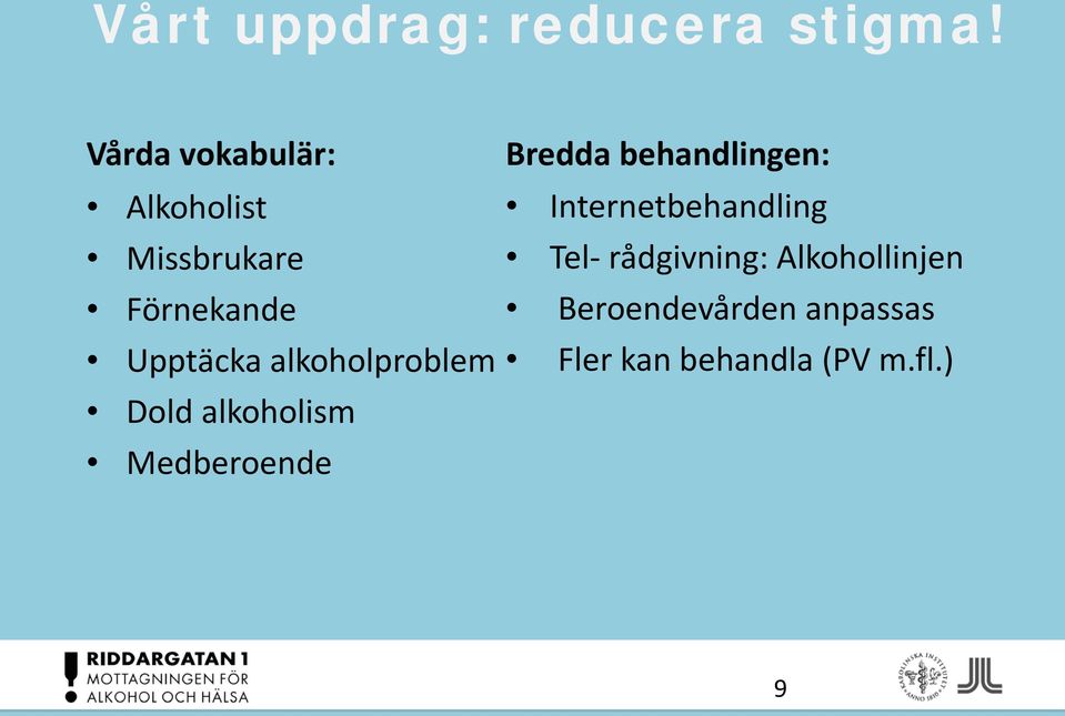 alkoholproblem Dold alkoholism Medberoende Bredda behandlingen: