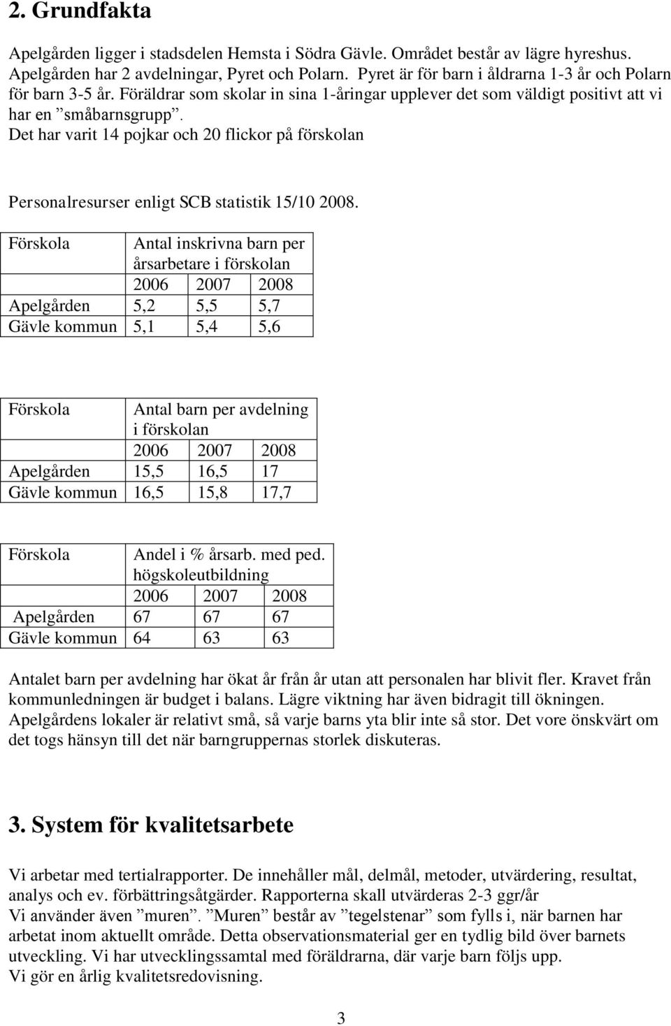 Det har varit 14 pojkar och 20 flickor på förskolan Personalresurser enligt SCB statistik 15/10 2008.