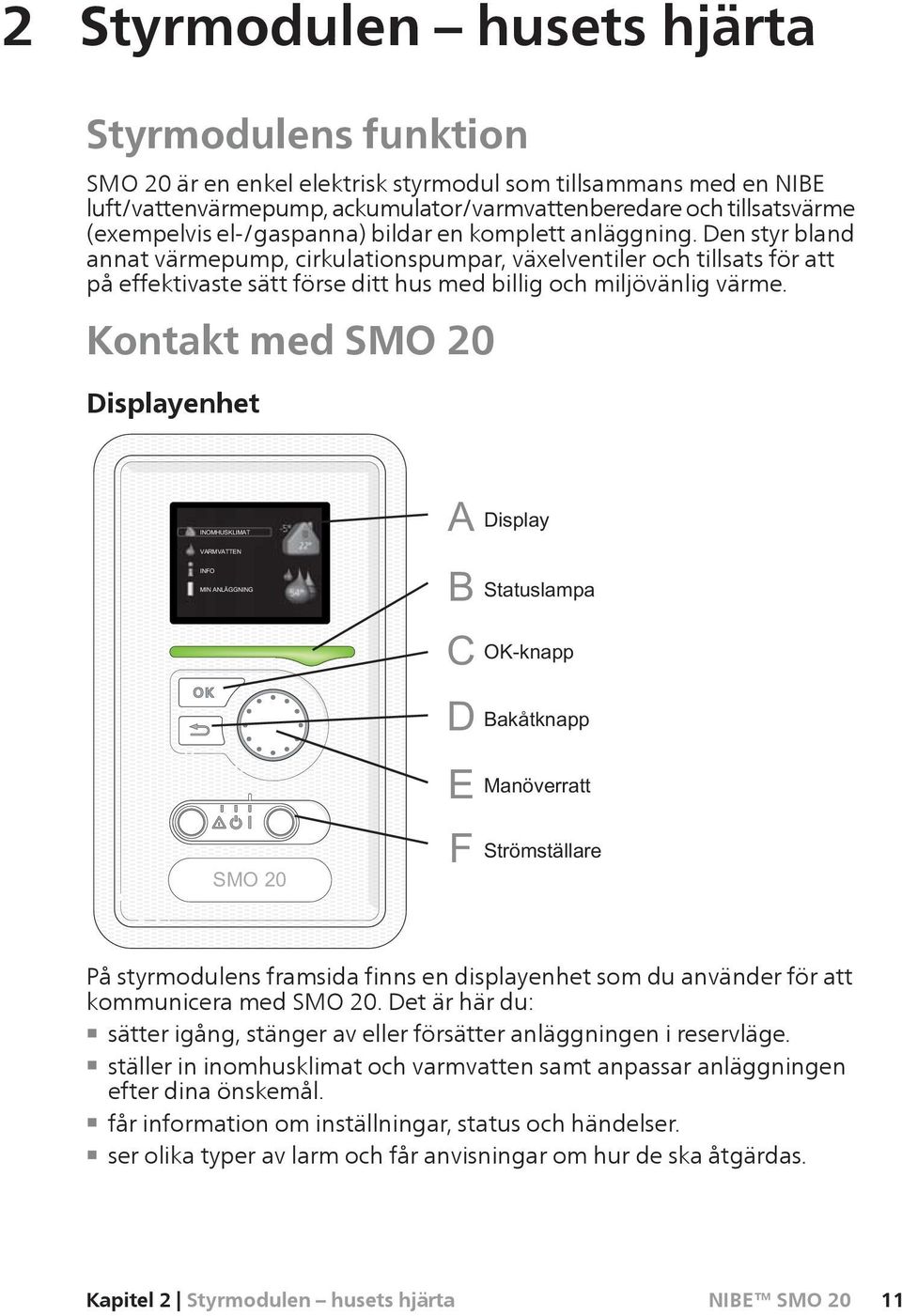 Den styr bland annat värmepump, cirkulationspumpar, växelventiler och tillsats för att på effektivaste sätt förse ditt hus med billig och miljövänlig värme.