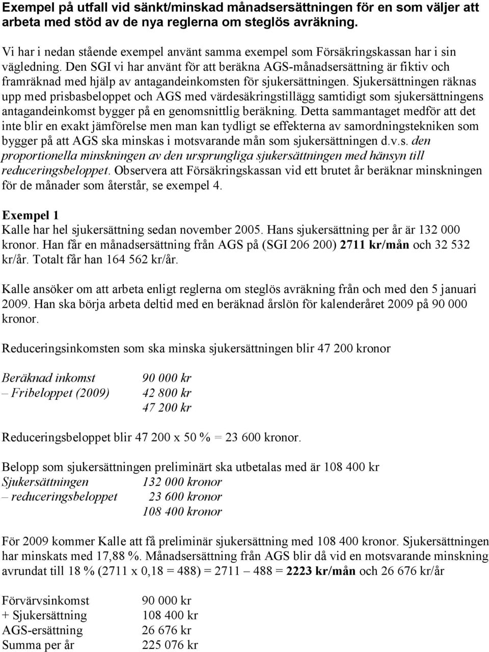 Den SGI vi har använt för att beräkna AGS-månadsersättning är fiktiv och framräknad med hjälp av antagandeinkomsten för sjukersättningen.