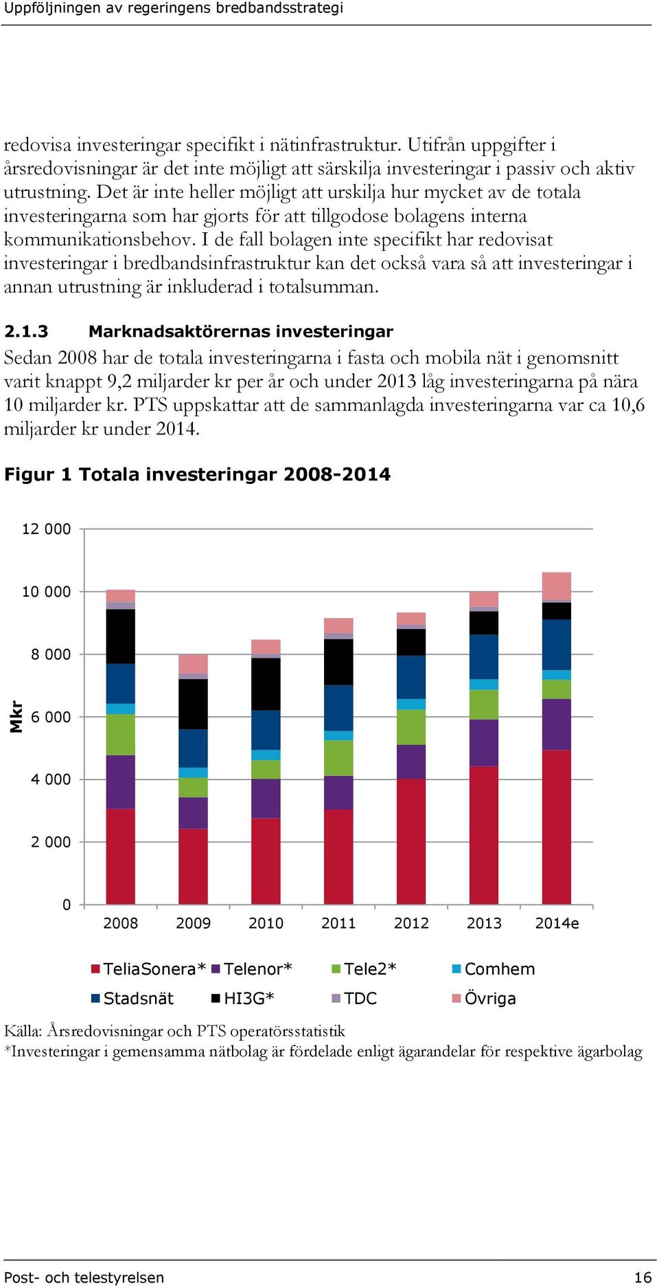 Det är inte heller möjligt att urskilja hur mycket av de totala investeringarna som har gjorts för att tillgodose bolagens interna kommunikationsbehov.