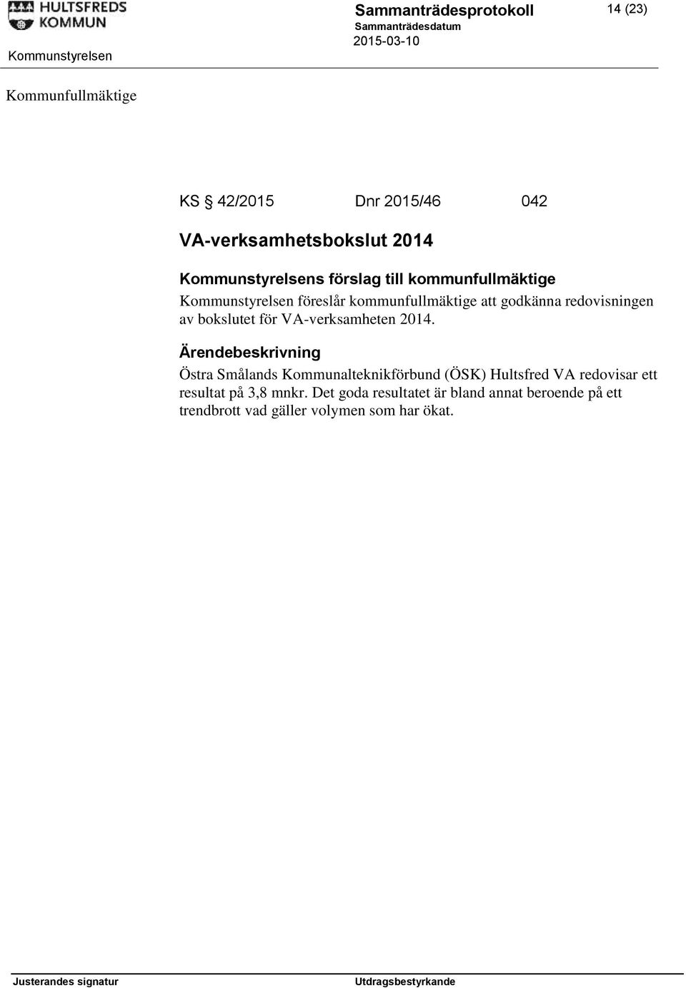 VA-verksamheten 2014.