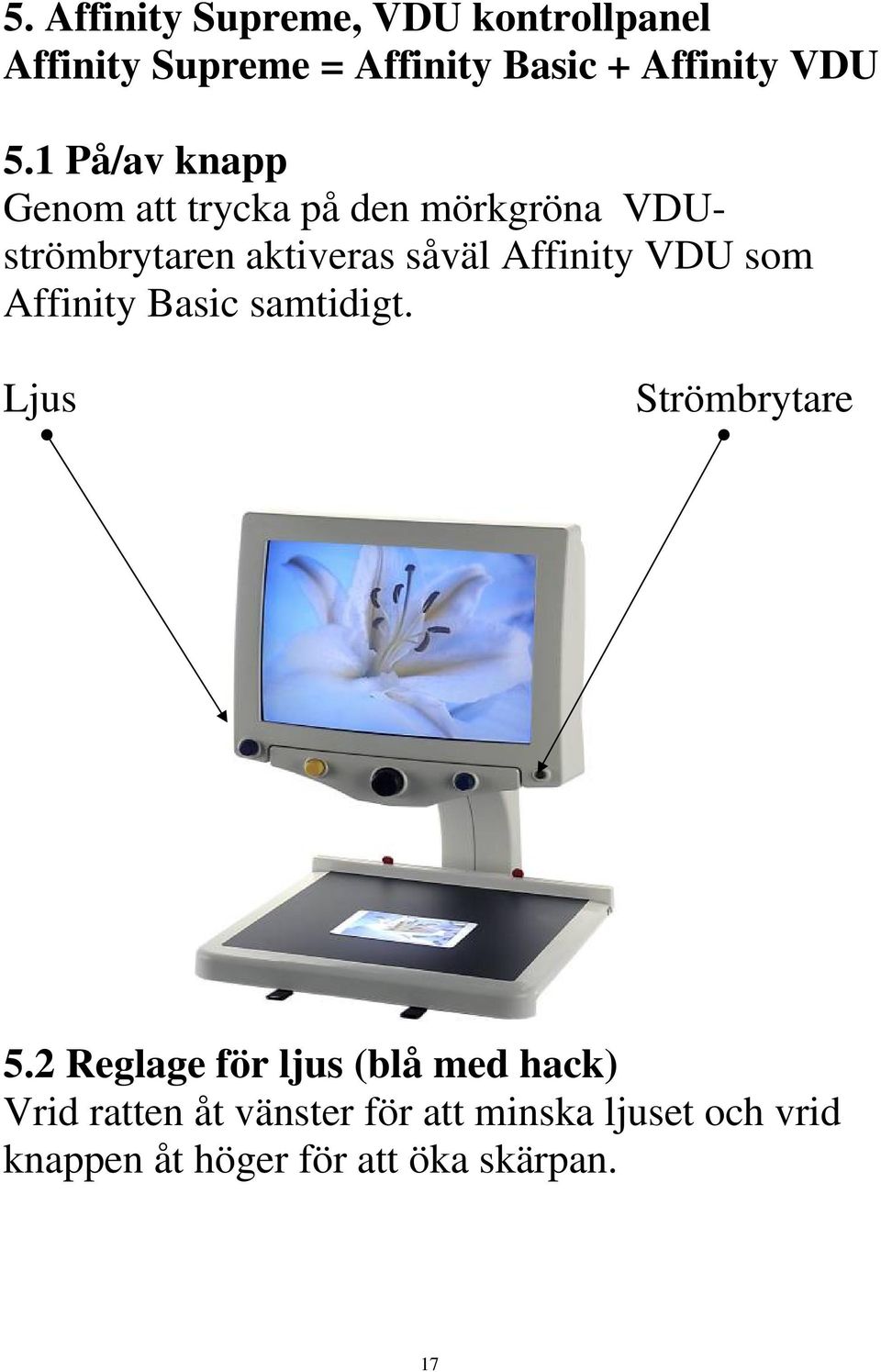 VDU som Affinity Basic samtidigt. Ljus Strömbrytare 5.