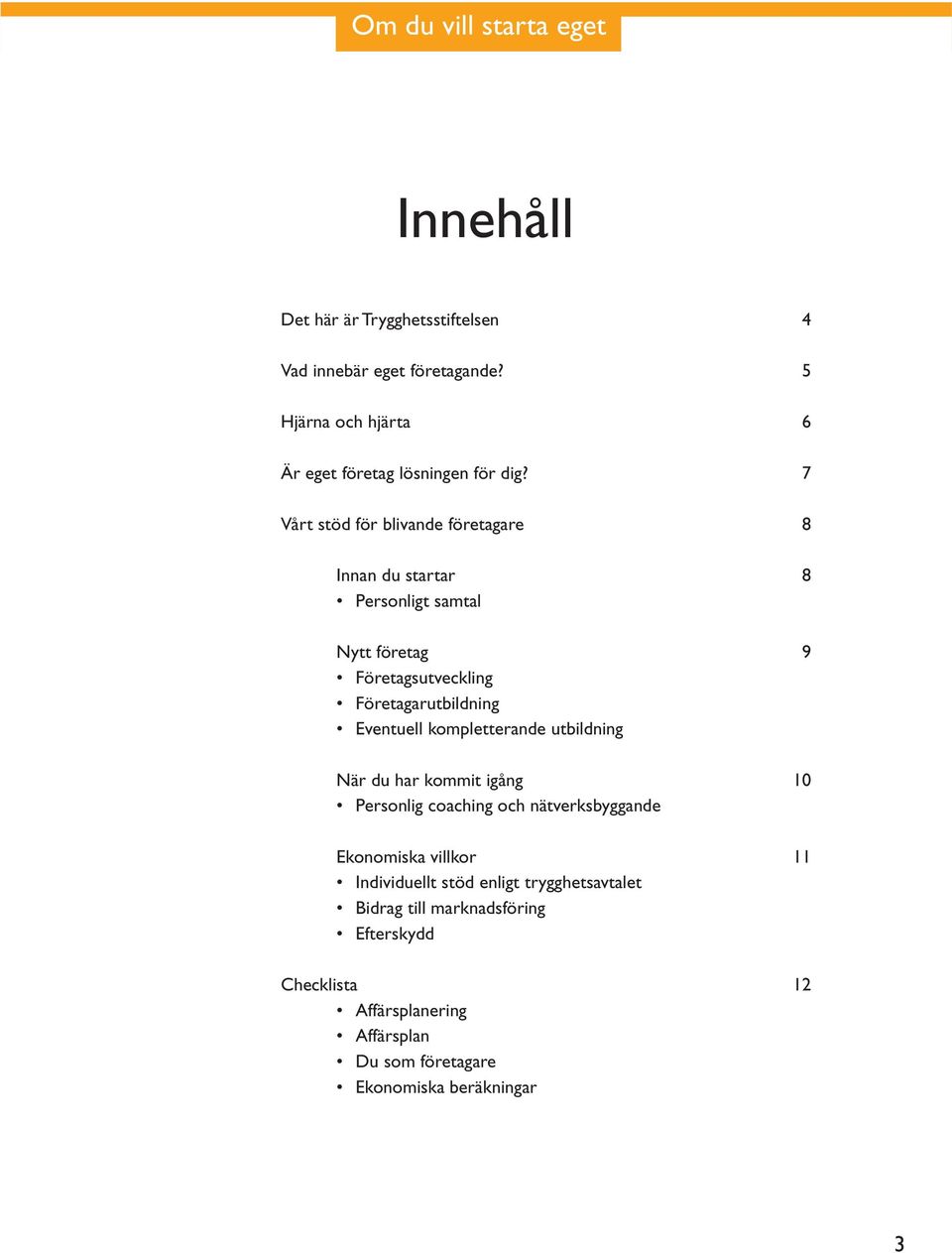 Eventuell kompletterande utbildning När du har kommit igång 10 Personlig coaching och nätverksbyggande Ekonomiska villkor 11