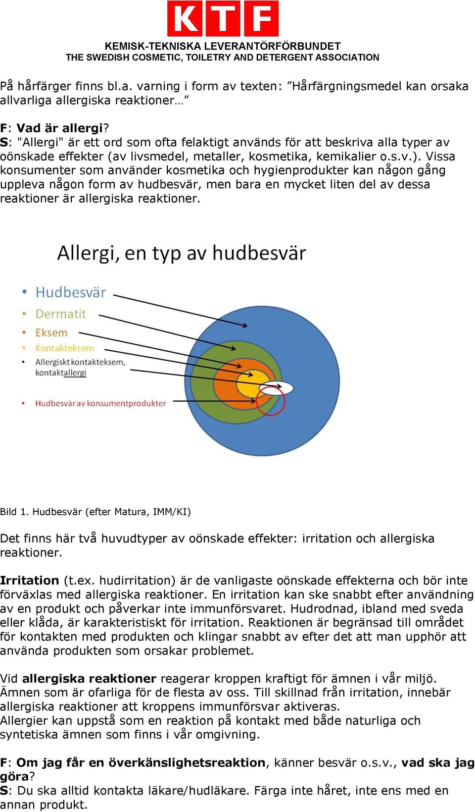 Vissa konsumenter som använder kosmetika och hygienprodukter kan någon gång uppleva någon form av hudbesvär, men bara en mycket liten del av dessa reaktioner är allergiska reaktioner. Bild 1.