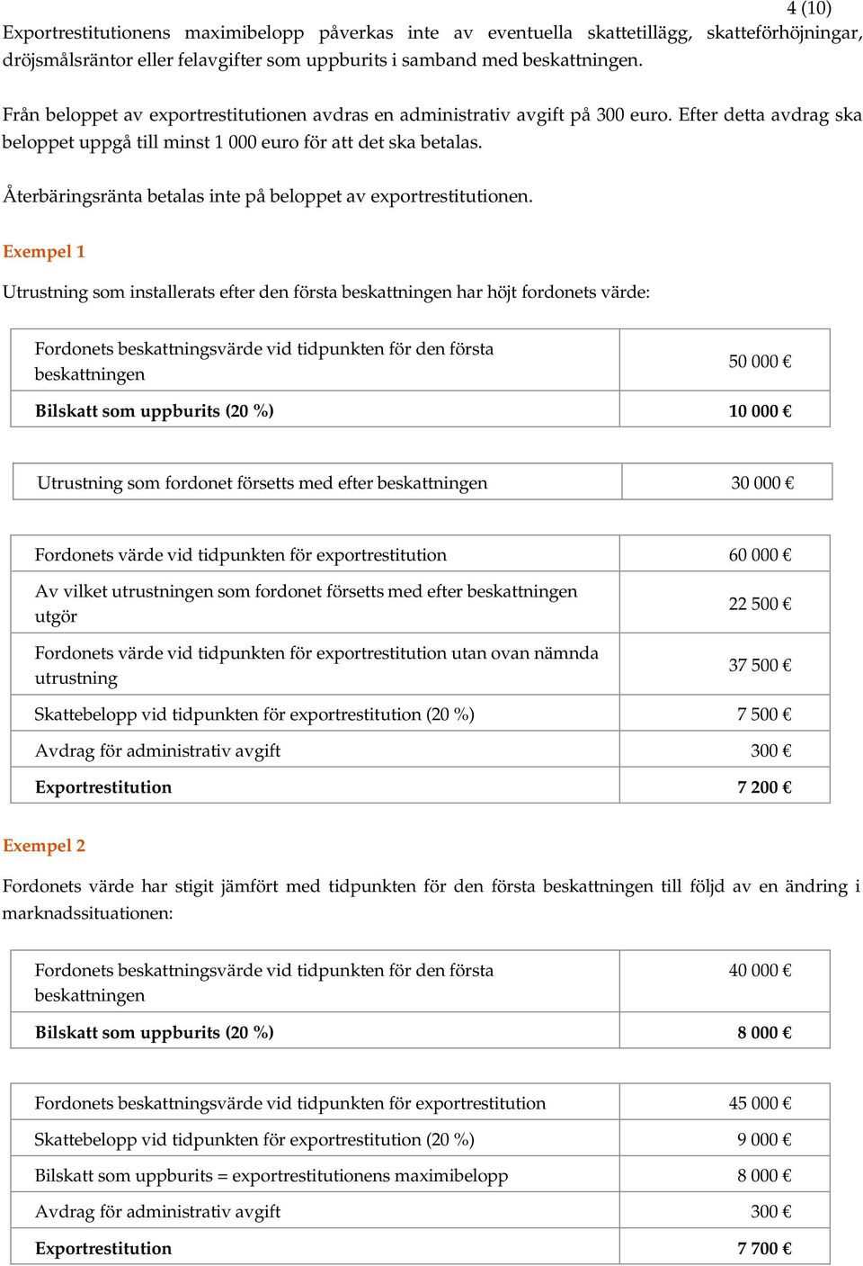 Återbäringsränta betalas inte på beloppet av exportrestitutionen.