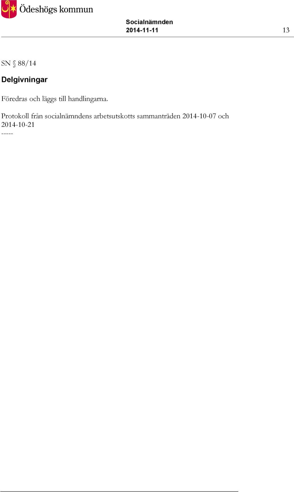 Protokoll från socialnämndens