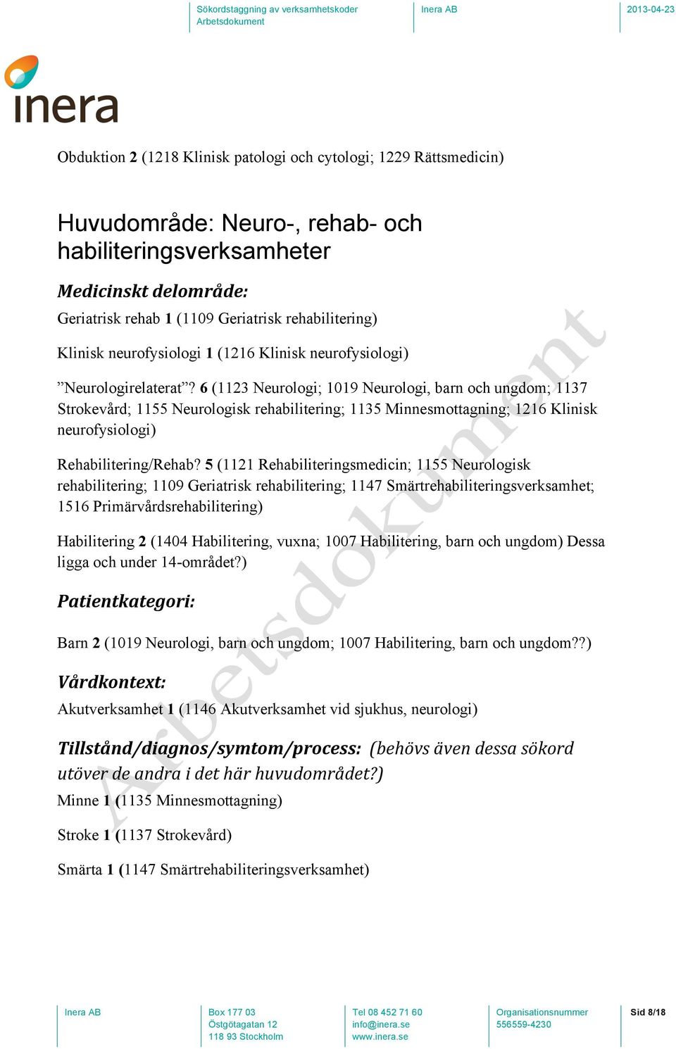 6 (1123 Neurologi; 1019 Neurologi, barn och ungdom; 1137 Strokevård; 1155 Neurologisk rehabilitering; 1135 Minnesmottagning; 1216 Klinisk neurofysiologi) Rehabilitering/Rehab?