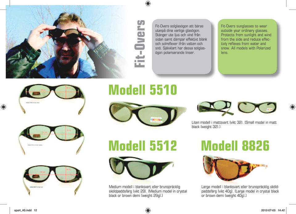Protects from sunlight and wind from the side and reduce effectivly reflexes from water and snow. All models with Polarized lens. Modell 5510 Liten modell i mattsvart (vikt 32).